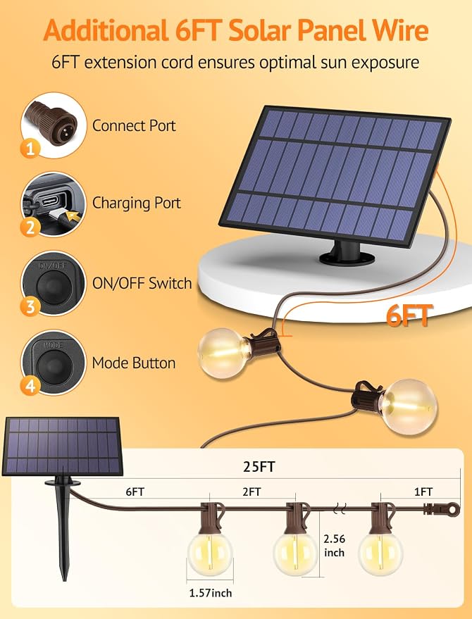 Larkvue 25FT Solar String Lights Outdoor - Image 4