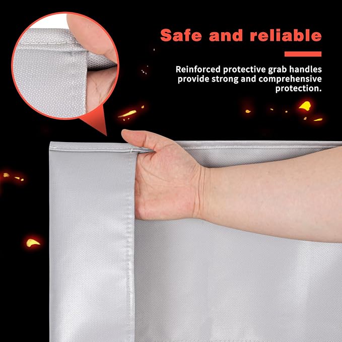 Emergency Fireproof Cloak with Hood – Silver Silicone Coated Fiberglass Fire - Image 5