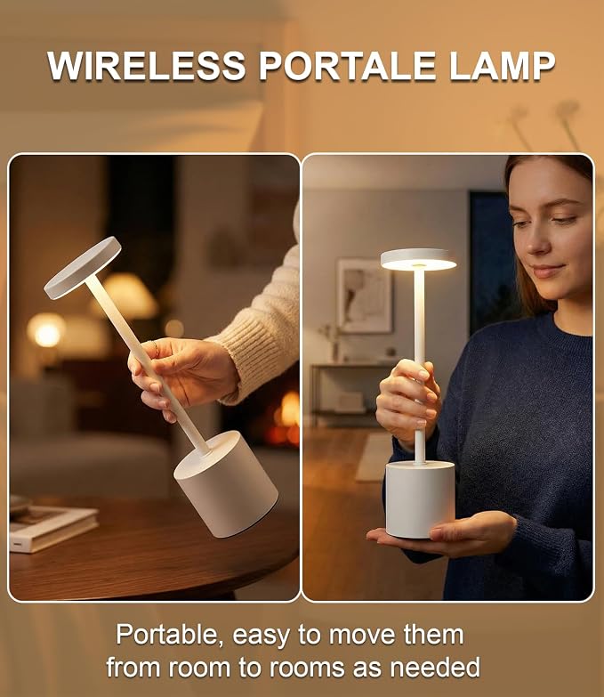 Swinerton White Rechargeable Cordless Table Lamps Set, 5000mAh Battery Powered - Image 4