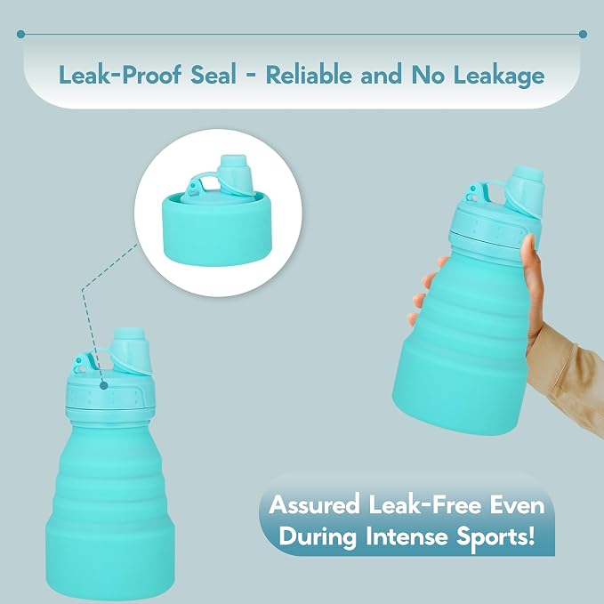 Collapsible Water Bottles 17oz, Odorless BPA-Free Silicone, Leak-Proof Foldable - Image 4