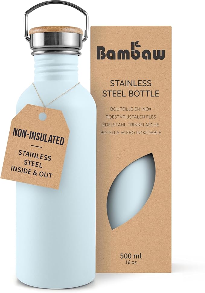 Bambaw 500 ml Stainless Steel Water Bottle, Non-Insulated, 50 cl Children's by Bambaw