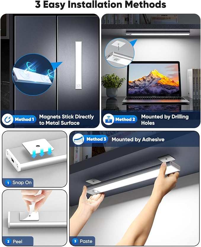 Under Cabinet Lights, 3200mAh Magnetic Dimmable Closet Lights, 6500K Wireless - Image 4