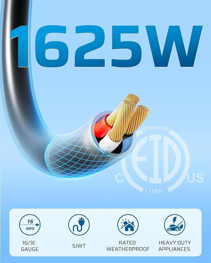 DEWENWILS Outdoor Extension Cord Multiple Outlets 45ft, Evenly Spaced 3 Outlets - Image 9