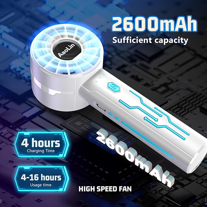 Portable High Speed Mini Handheld Fan, USB Rechargeable Neck Personal Mini Fan - Image 4