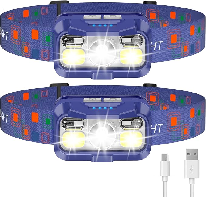 LHKNL Headlamp Rechargeable, Lumen Super Bright Motion Sensor Head Lamp - Image 8