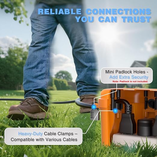 Flemoon Medium Outdoor Electrical Box, IP54 Waterproof Extension Cord Cover w/6 - Image 8