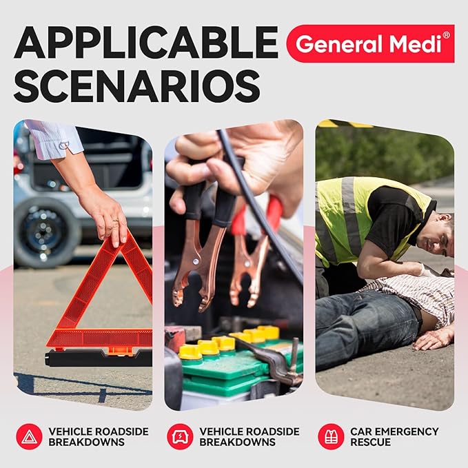 General Medi 127-Pieces Roadside Car Emergency Kit Include Mini First Aid Kit - Image 7