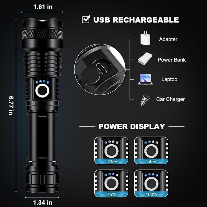 Lylting 4 Pack Rechargeable LED Flashlights High Lumens, 000LM Super Bright - Image 5
