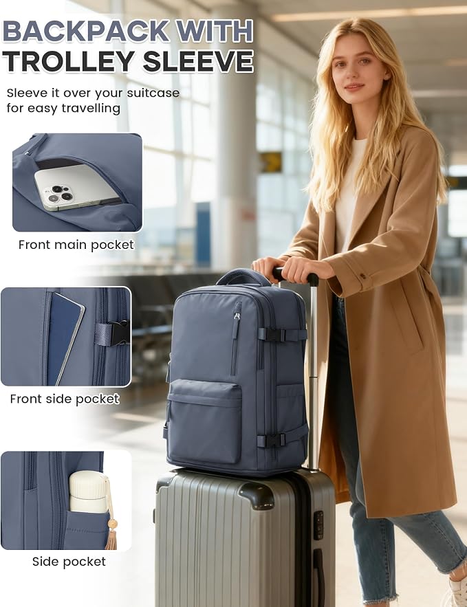 WONHOX Large Travel Backpack Carry on Flight Approved Laptop Work Business - Image 5