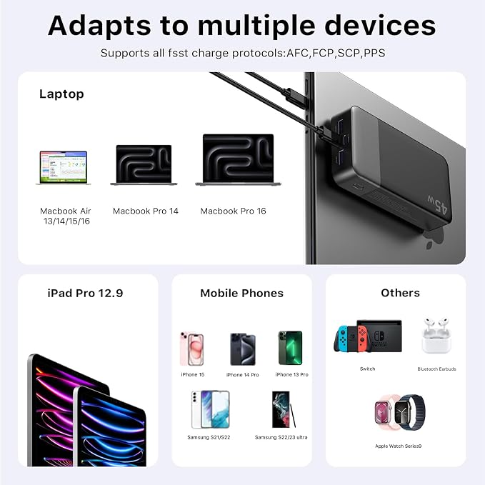 NOBIS Portable Charger, 20000mAh Power Bank, 45W Power Bank Fast Charging - Image 7