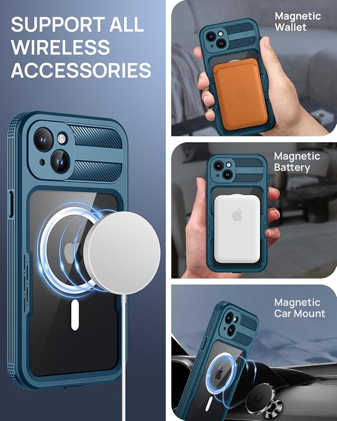 Lanhiem Magnetic for iPhone 15 Plus Case, IP68 Waterproof Dustproof Case - Image 3