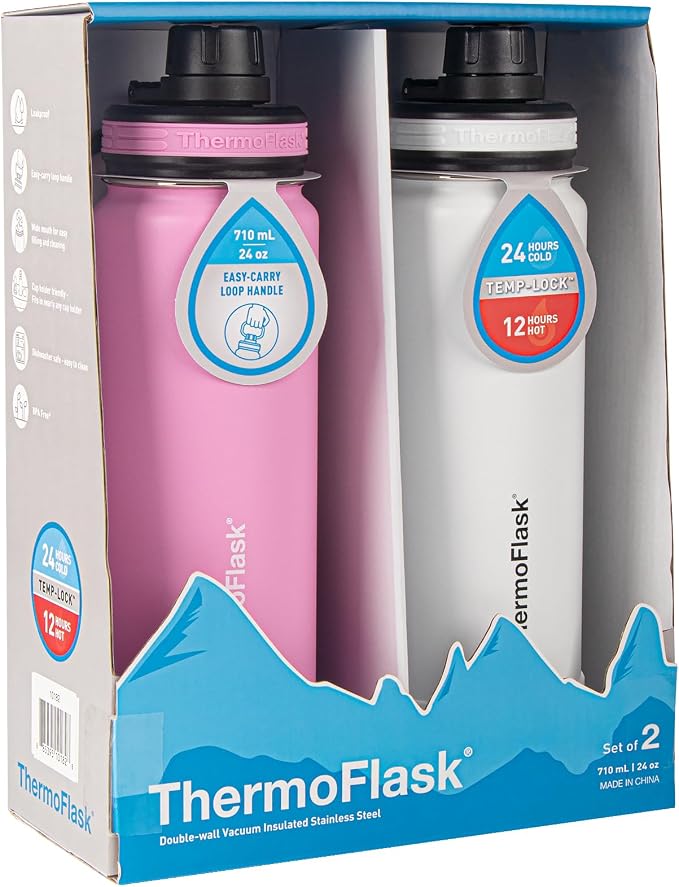 ThermoFlask Stainless Steel Water Bottles 2-Pack - Image 2