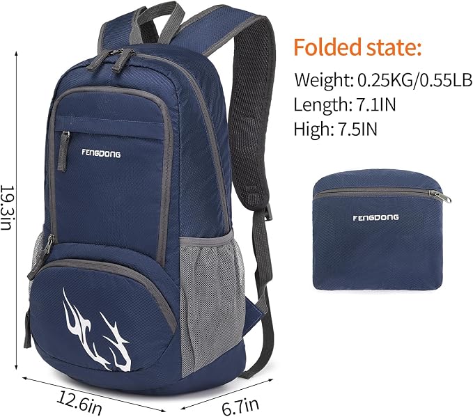 FENGDONG 35L Lightweight Foldable Waterproof Packable Travel Small Hiking - Image 2