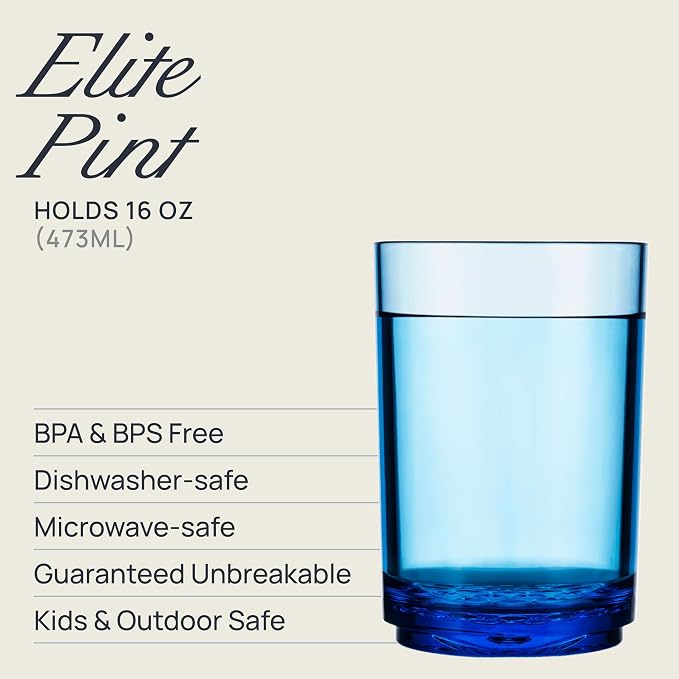 Drinique Unbreakable 16 Oz Drinking Glasses, Drinking Cups, Dishwasher Safe - Image 2