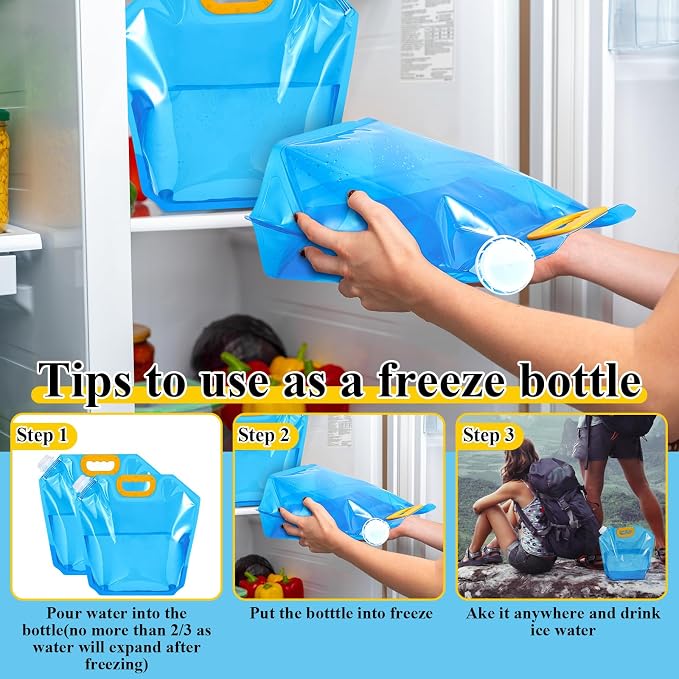 Tessco for you 8 Pack 1.3 Gallon Collapsible Water Storage Bag Water Container - Image 5