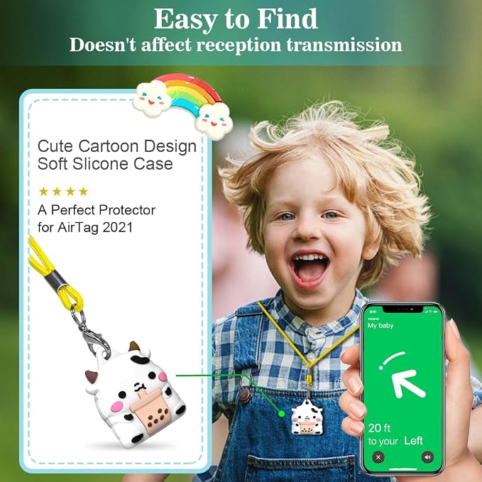 4-Pack Cute Case for AirTag 2/1 Necklace Design, Waterproof Air Tag Necklace - Image 2
