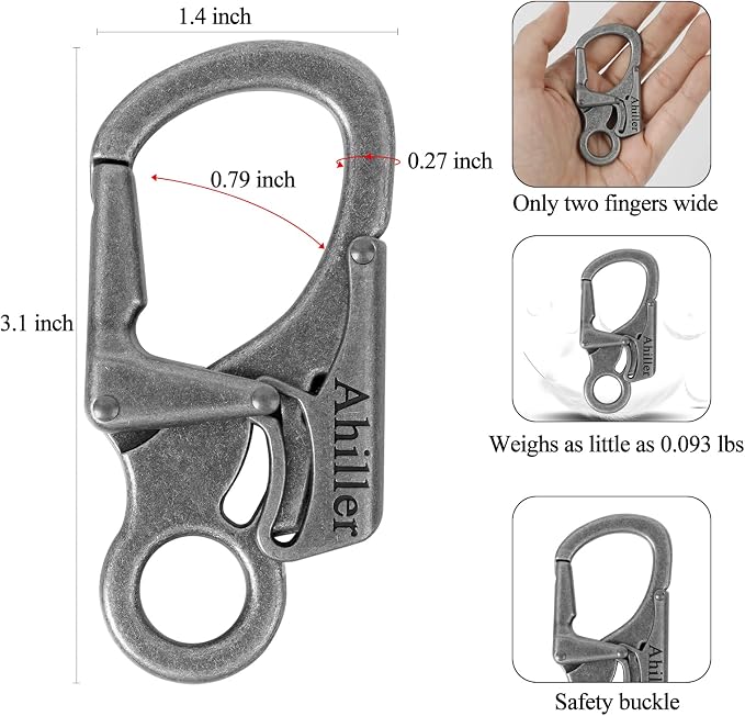 Ahiller Carabiner Clip, Double Anti-Misopening Locking Design, Key Ring Clip - Image 3