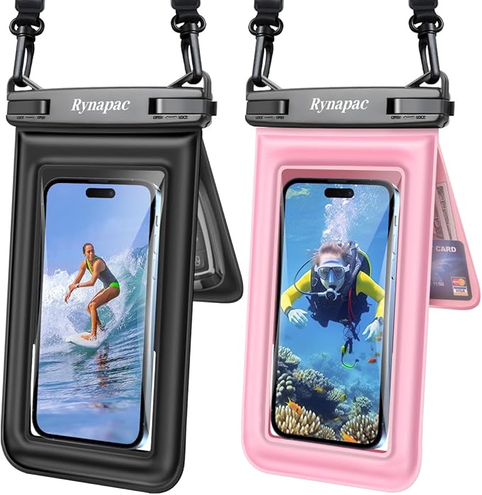 Waterproof Phone Pouch Floating 2 Pack, IPX8 Double Space Waterproof Phone Case by Rynapac