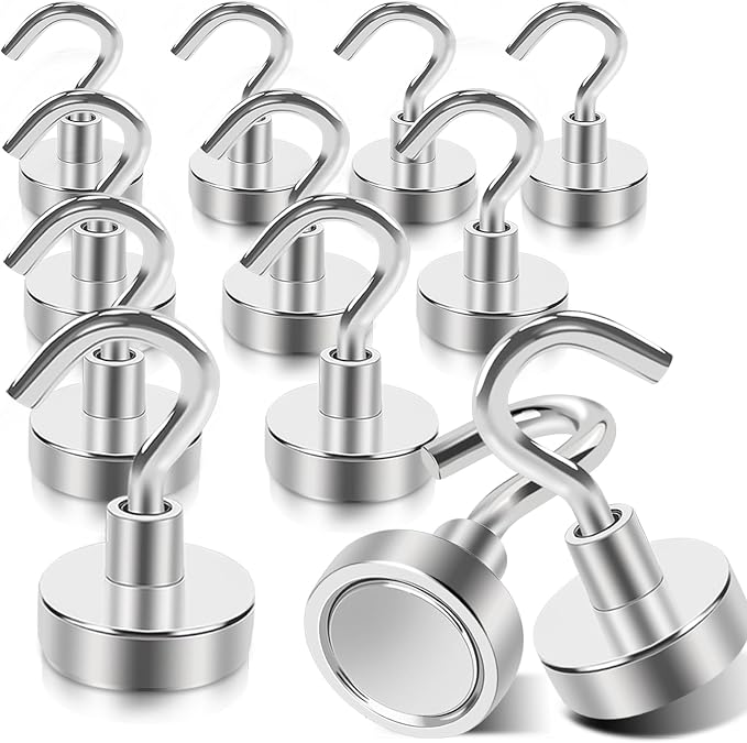 MIN CI Magnetic Hooks Heavy Duty, 35lb+ Strong Magnetic Wall Hooks by MINCIMagnetsManufacturer