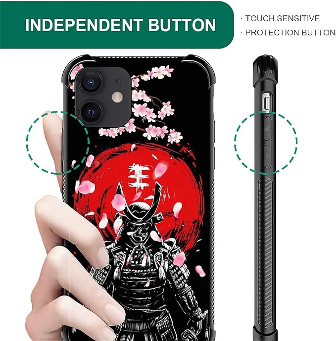 for iPhone 12 Mini Case, Sakura Japanese Samurai Pattern Graphic Design Girl - Image 7