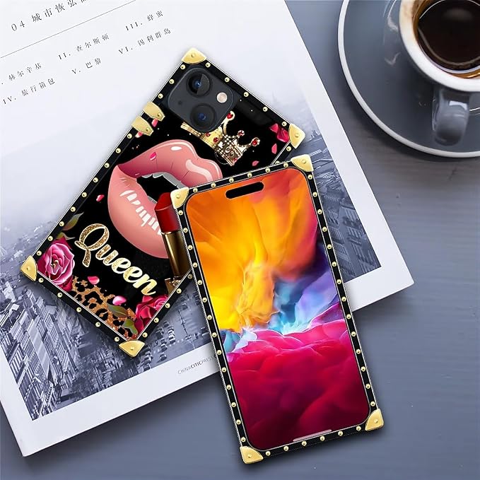 Compatible with iPhone 15 Case, Glitter Red Rose Queen Leopard Lipstick Luxury - Image 6