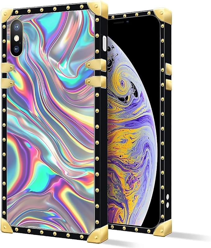 Compatible with iPhone XR Case, Holographic Abstract Iridescent Textures Luxury - Image 2