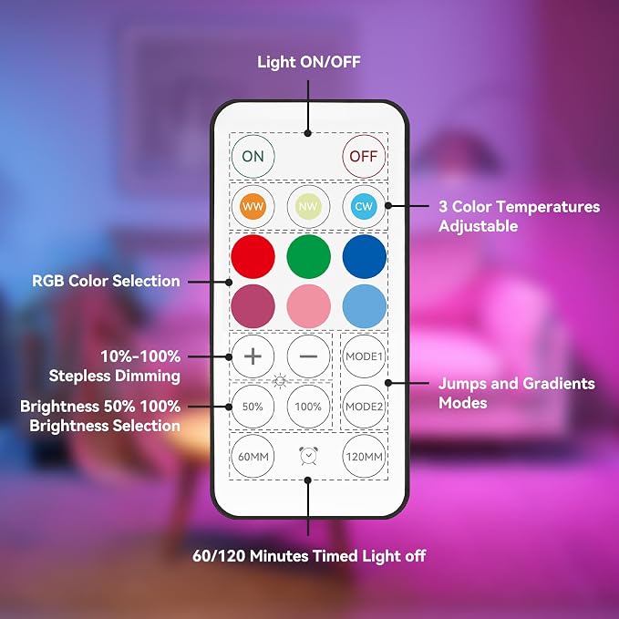 Neporal MagixPro RGB Remote Rechargeable Light Bulbs, Dual Recharge, Color - Image 7