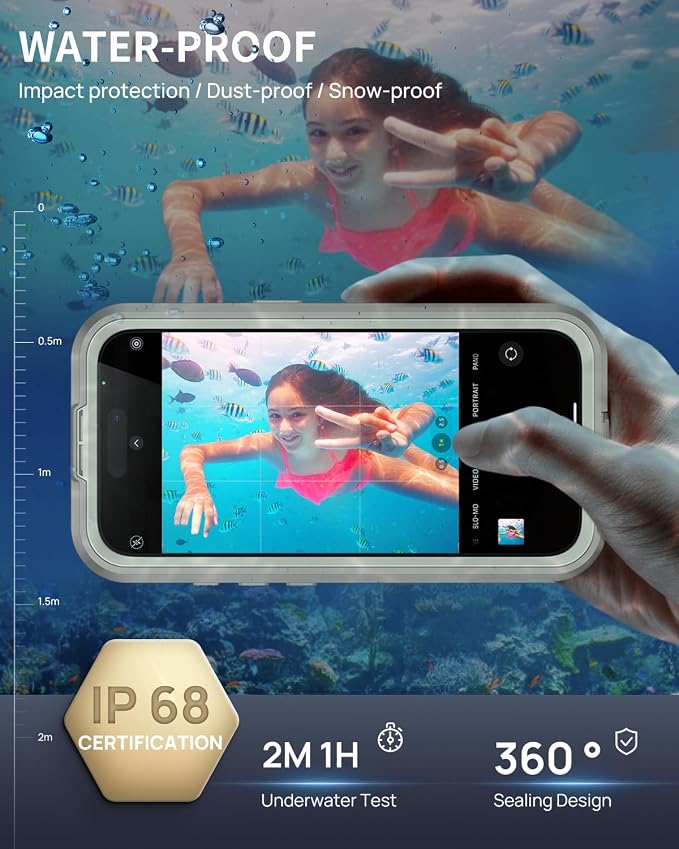 Lanhiem Magnetic for iPhone 16 Case, IP68 Waterproof Dustproof Case, Full Body - Image 2