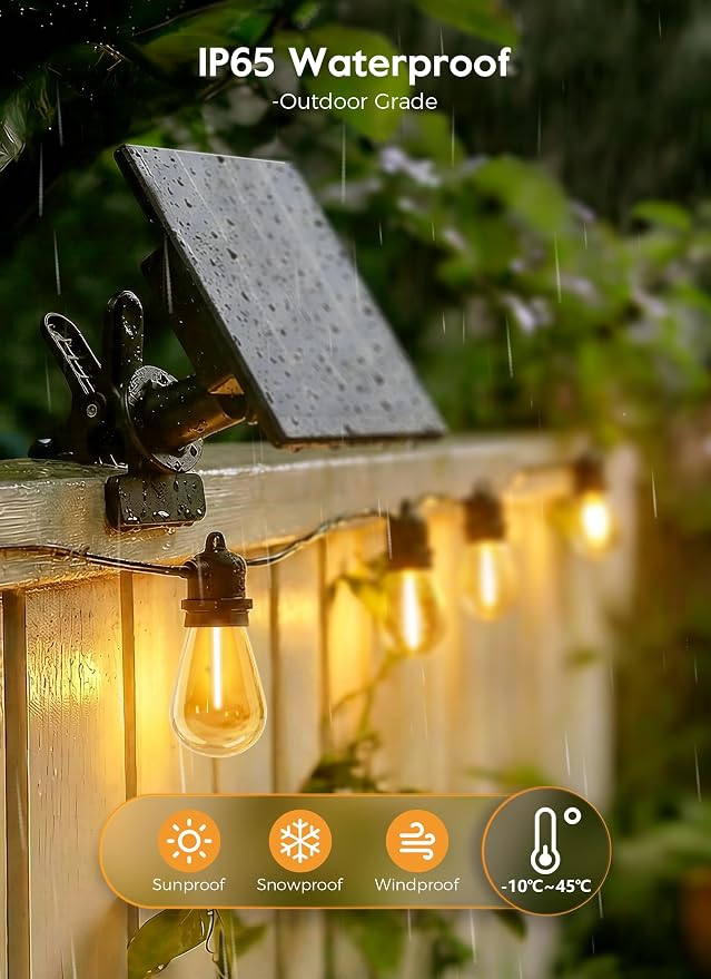 Minetom 100FT Solar-String-Lights-Outdoor-Waterproof, 31+2LED S14 Shatterproof - Image 3
