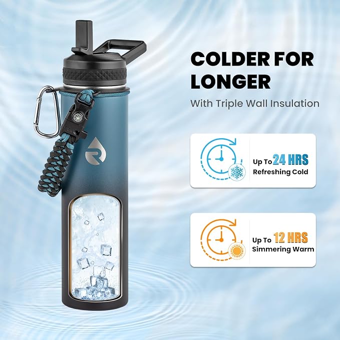 RAYMYLO Insulated Water Bottle 24oz, Triple Wall Vacuum Stainless Steel - Image 2