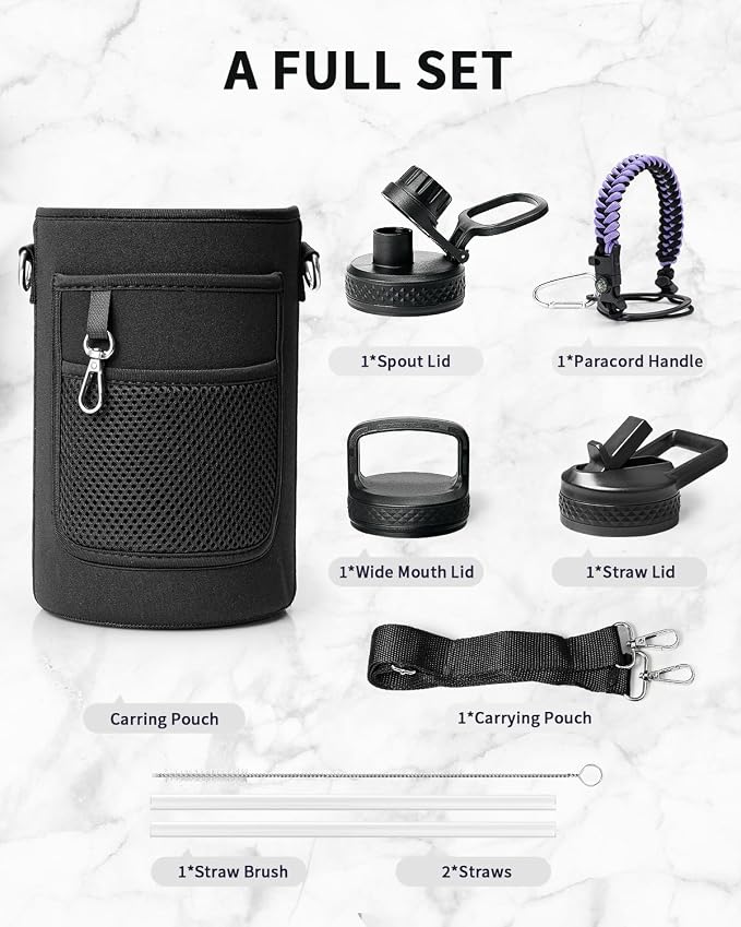 Trebo Water Bottle 64oz with Paracord Handle, Half Gallon Large Vacuum Triple - Image 7