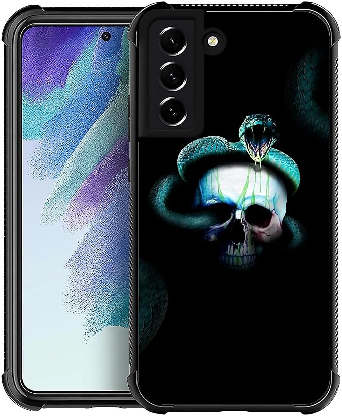 for Samsung Galaxy S21 FE Case, Skeleton Winding Snake Pattern Graphic Design by FKBRCL4U