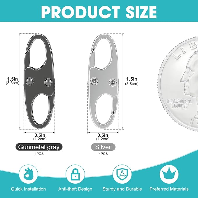 8 Pcs Anti-Theft Small Carabiner Clip, Double Opening Zipper Pull Replacement - Image 2