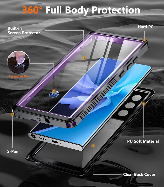 Temdan Designed for Samsung Galaxy S22 Ultra Case, Waterproof Built-in Lens & - Image 5