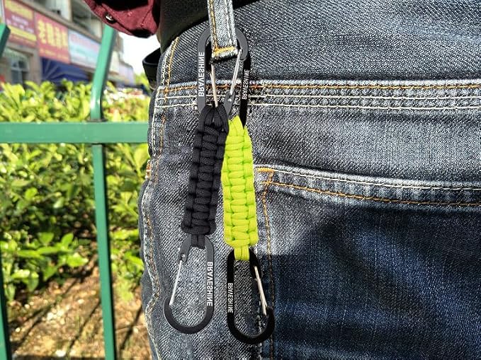 BRAVESHINE Paracord Keychain Carabiner Clip, D Ring Lanyard Hanger Stroller Hook - Image 8