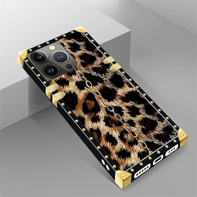 Compatible with iPhone 14 Pro Case, Seamless Gold Chain Leopard Luxury Golden - Image 5