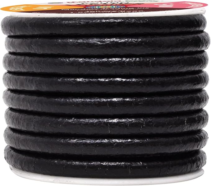 Mandala Crafts Round Genuine Black Leather Cord - Image 2