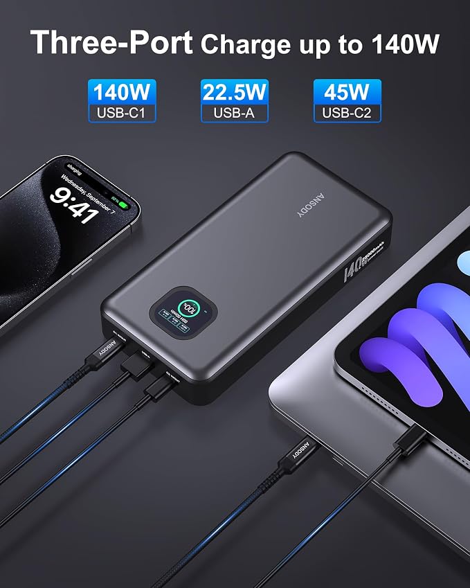140W Power Bank, 25000mAh Laptop Portable Charger - Image 3
