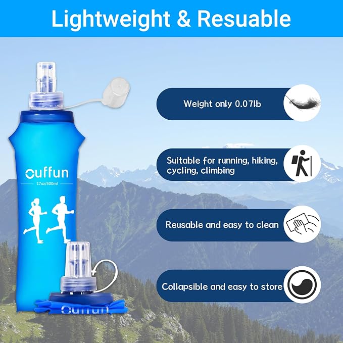 2 Pack Soft Water Bottle, TPU Collapsible Flask Foldable Bottles - Image 7