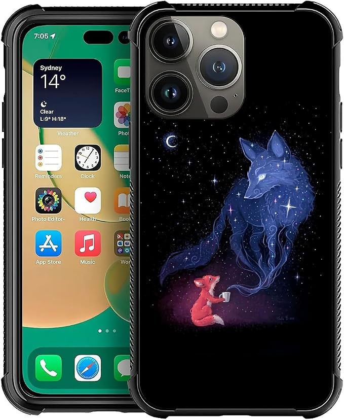 for iPhone 12 Pro Max Case, Galaxy Fox Wolf Pattern Graphic Design Girl Boy by FKBRCL4U