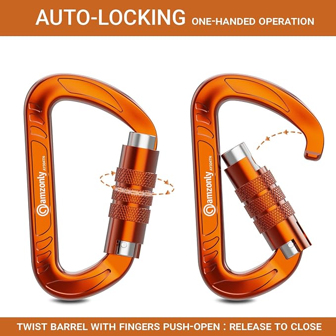 3inch Auto Locking Carabiner Clips Heavy Duty, 12KN /2697lbs Lightweight - Image 3