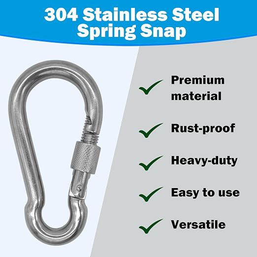 304 Stainless Steel Carabiners -4 inch Heavy Duty, Durable & Rust-Free Clips - Image 2