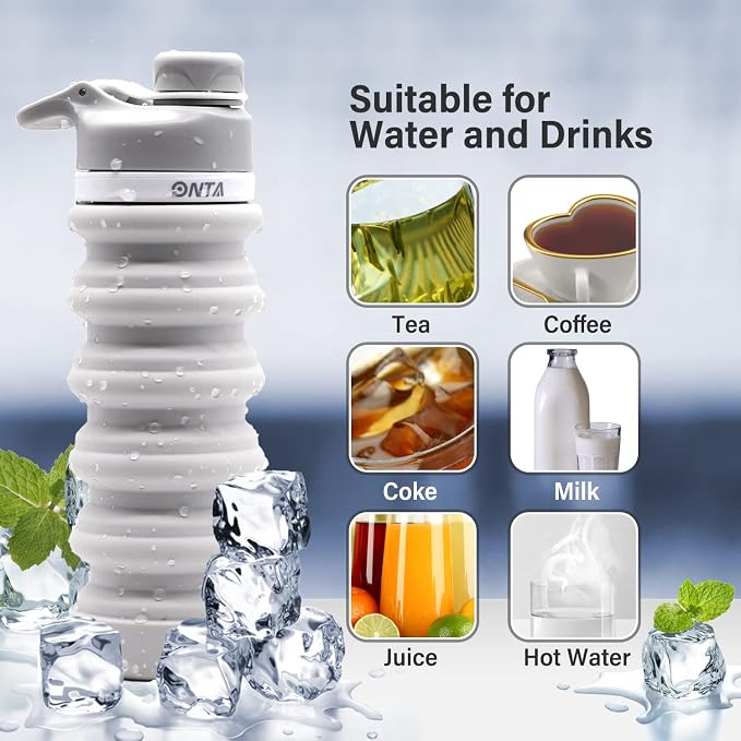 ONTA Collapsible BPA Free Silicone Water Bottle, 20oz - Image 5