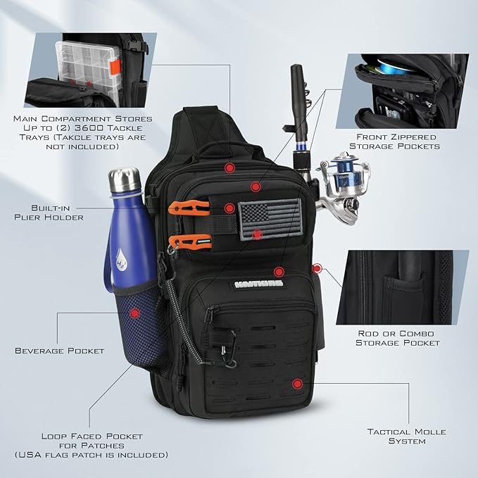 KastKing BlowBak Tactical Sling Tackle Bag-Lightweight Fishing Backpack Storge - Image 4