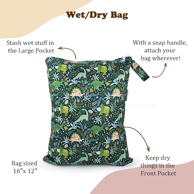 Mama Koala Wet Dry Bags, Portable Washable Reusable Baby Cloth Diapers Bags - Image 2