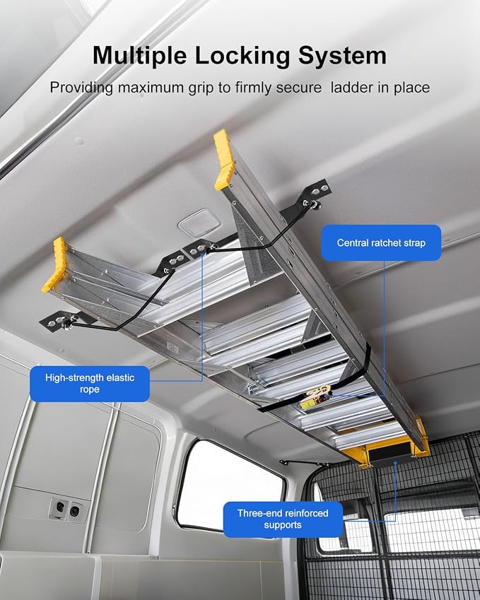 Van Interior Ladder Storage Holder, Adjustable Internal Ladder Rack Fit - Image 3