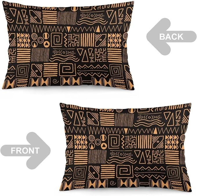 African Ethnic Pattern Throw Pillow Covers Set of 2 Queen Size Abstract Tribal - Image 3