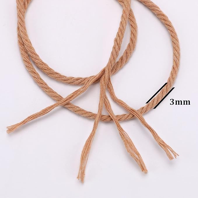 Coffee Macrame Cord 3mm x 109Yards, Colored Cotton Rope Craft Cord Colorful - Image 3