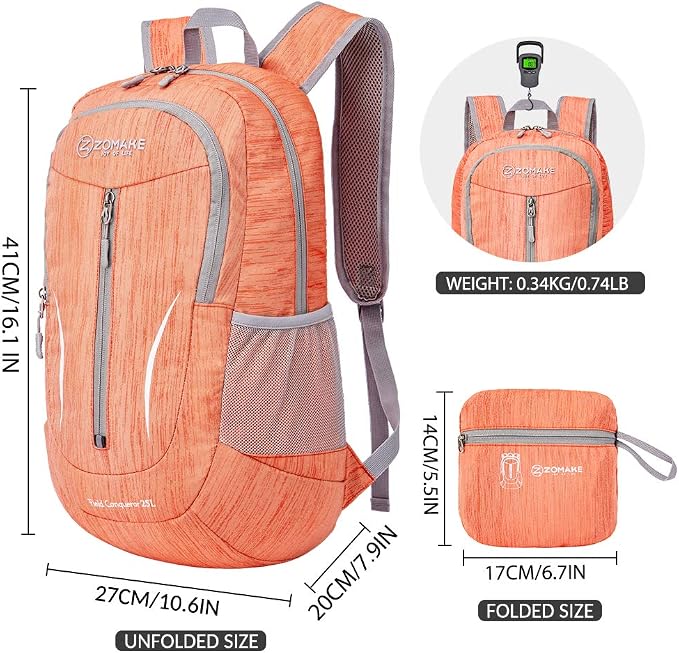 ZOMAKE 25L Ultra Lightweight Packable Backpack, Foldable Hiking Backpacks Water - Image 2
