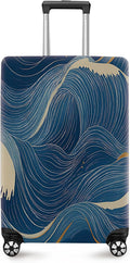ANNA QUEEN Ocean Wave Luggage Cover, Elegant Blue Flow Line Design Suitcase by ANNAQUEEN